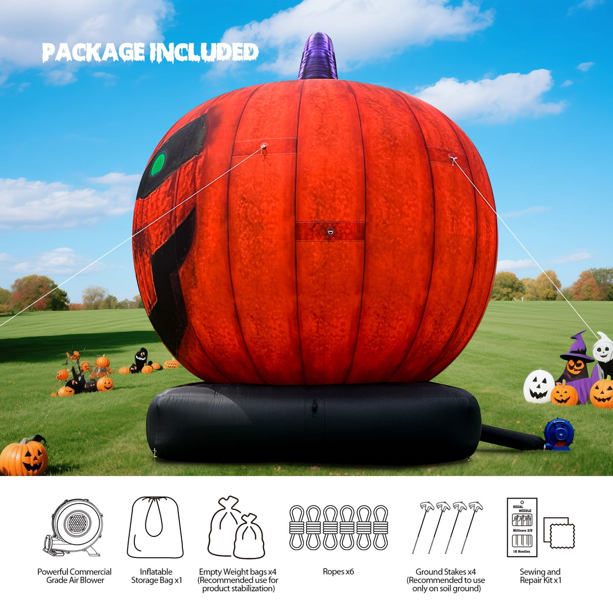 Wellcomer 20ft Giant Inflatable Pumpkin with Blower - Halloween Outdoor Decor