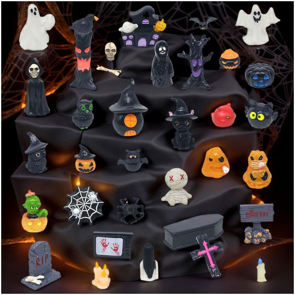 NIBERDA Halloween Miniature Ghosts Resin Plastic Figurines, Set of 35