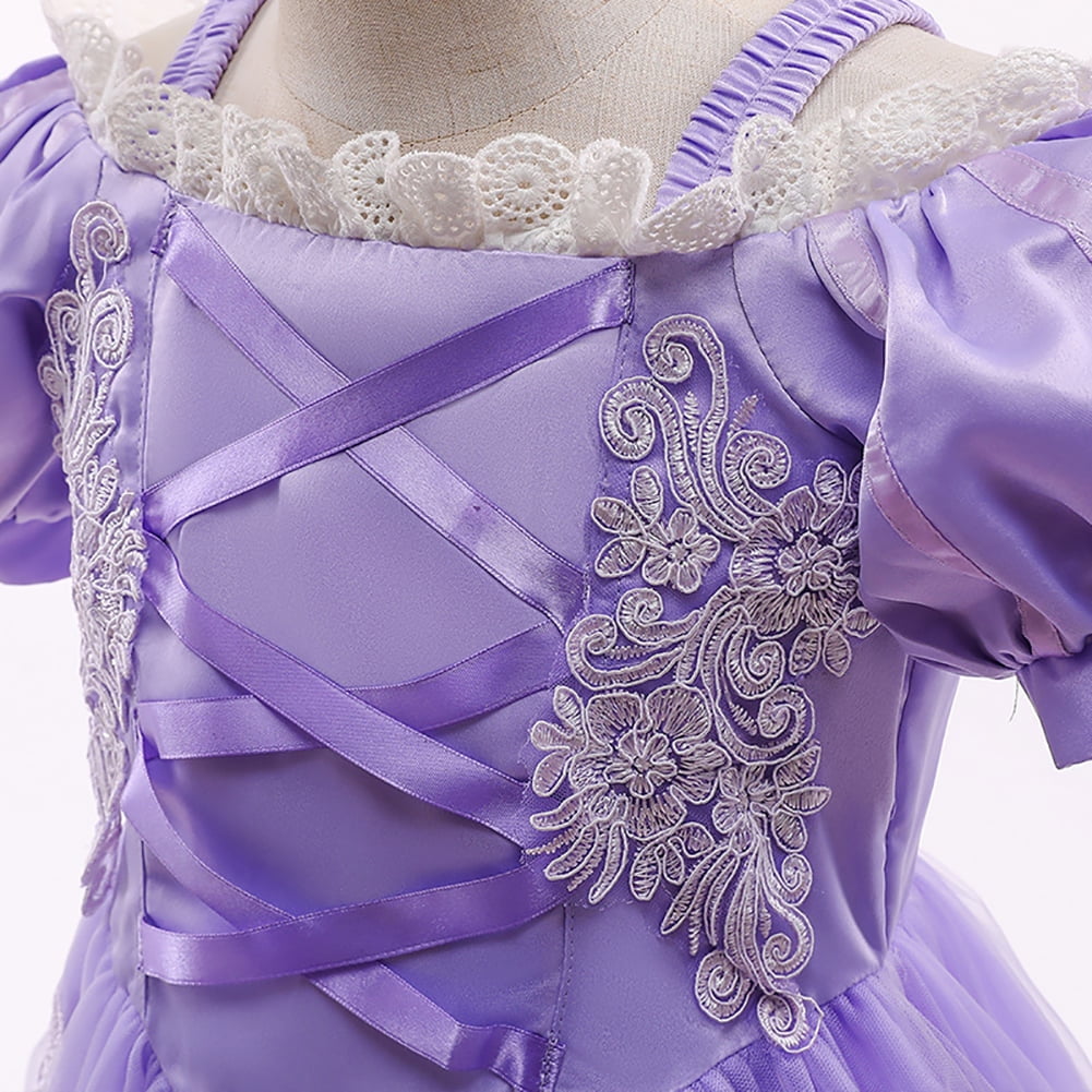 IBTOM CASTLE Little Girls Princess Halloween Cosplay Outfits for Kids Party Fancy Dress up Long Evening Gown 4-5 Years Cinderella Blue