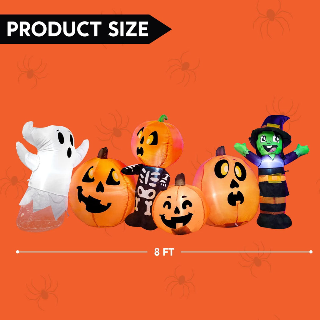 Joyfy 8 FT Large Halloween Inflatables Outdoor Decorations,Pumpkin Patch Blow Up Yard Decor with Built-in LEDs for Lawn Garden Patio Halloween Party