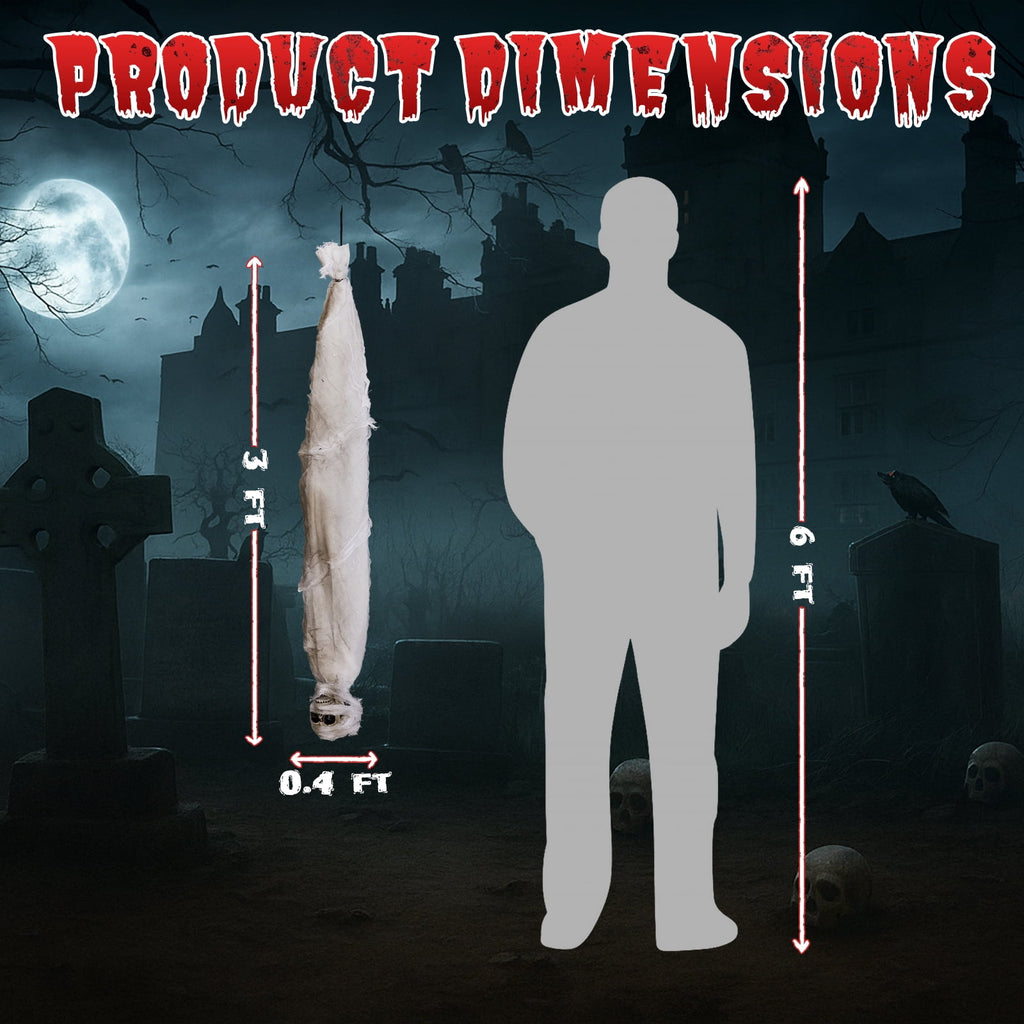 Ktaxon 3ft Hanging Zombie Animated Halloween Decoration Creepy Mummy Halloween w/ Pre-Recorded Screaming, LED Eyes
