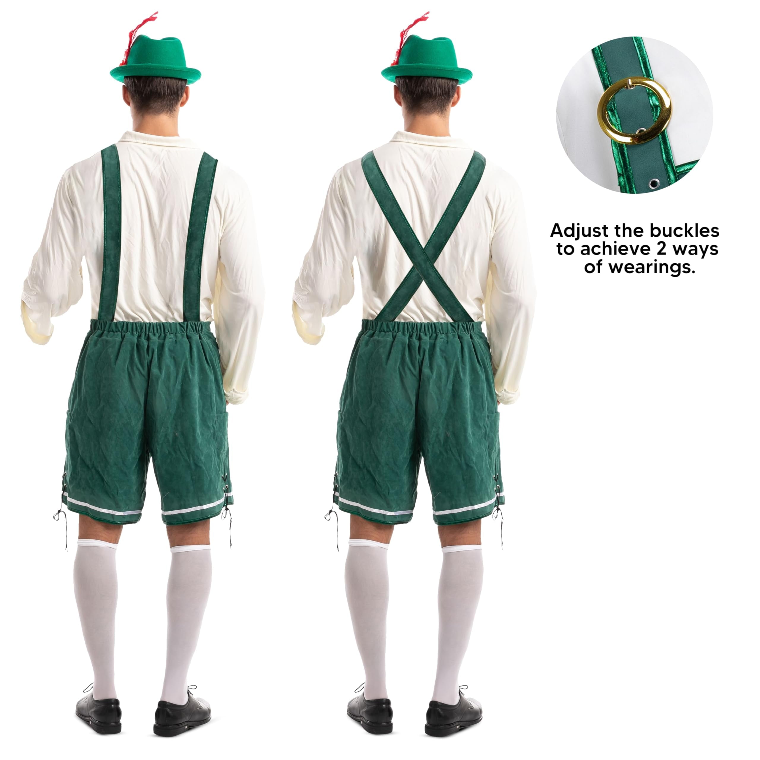 Joyfy Men's German Bavarian Oktoberfest Costume Set, Beer Costume Hat for Adults Halloween Fancy Dress Costumes and Beer Festival