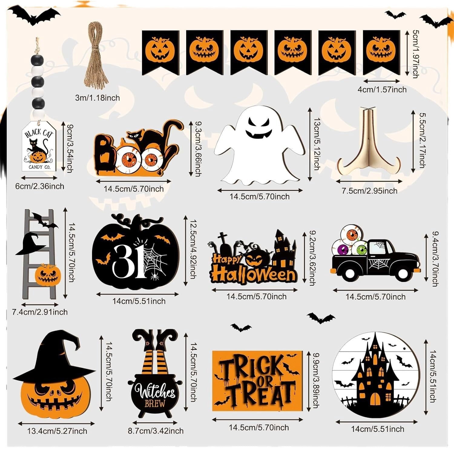 SUSHANG Halloween Pumpkin Party Decorations Hanging Luminous Pumpkin Shaped Hanging Decoration 3.8 Ft Animated Talking Pumpkin with Rotatable Head Light Up Eyes Outdoor Decor