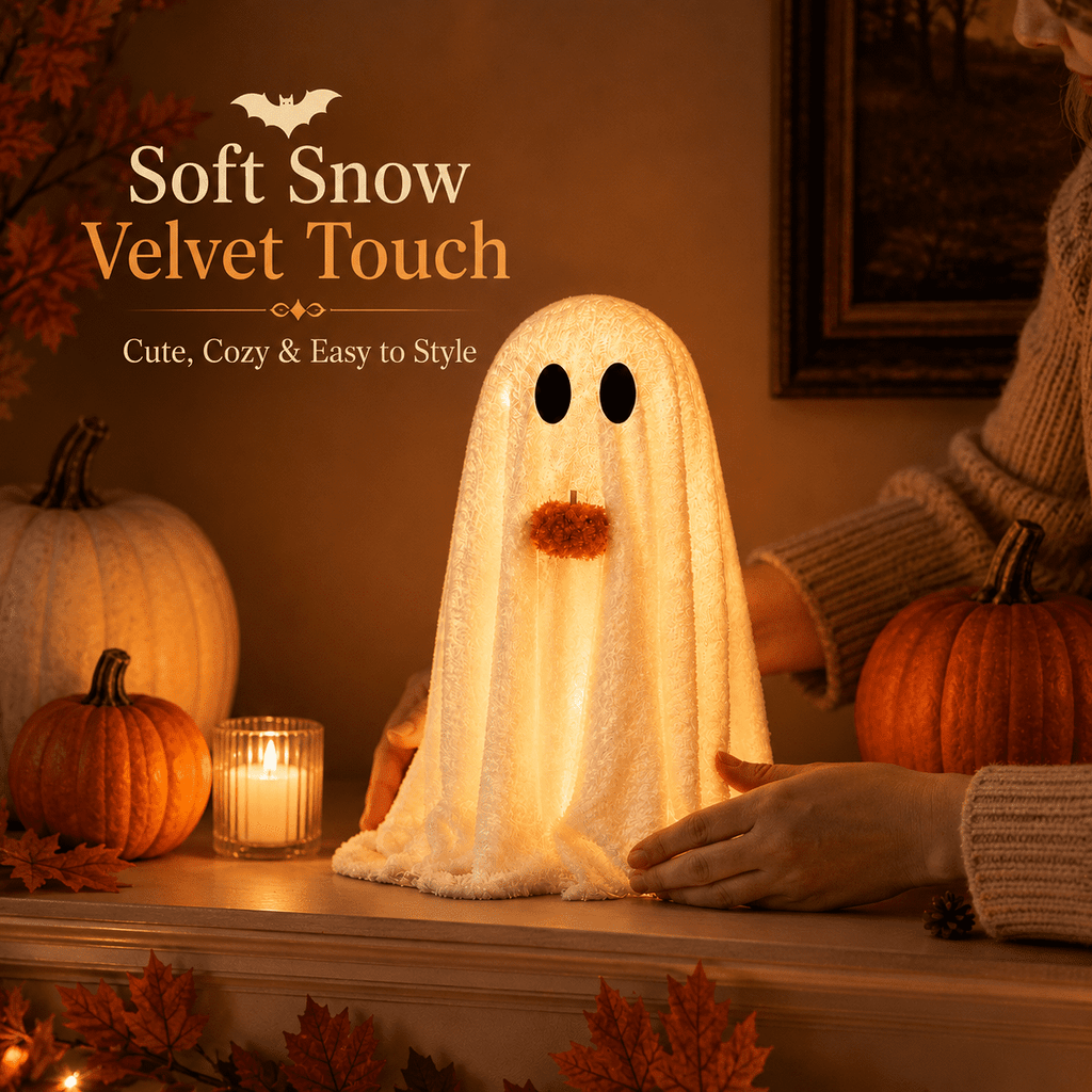 Diceymbol Halloween Decorations and Fall Decor, Halloween Venue Decoration Ghost Props LED Illuminated Ghost Decorations for Tabletop, Mantel, Shelf Indoor Outdoor 9.05 inch