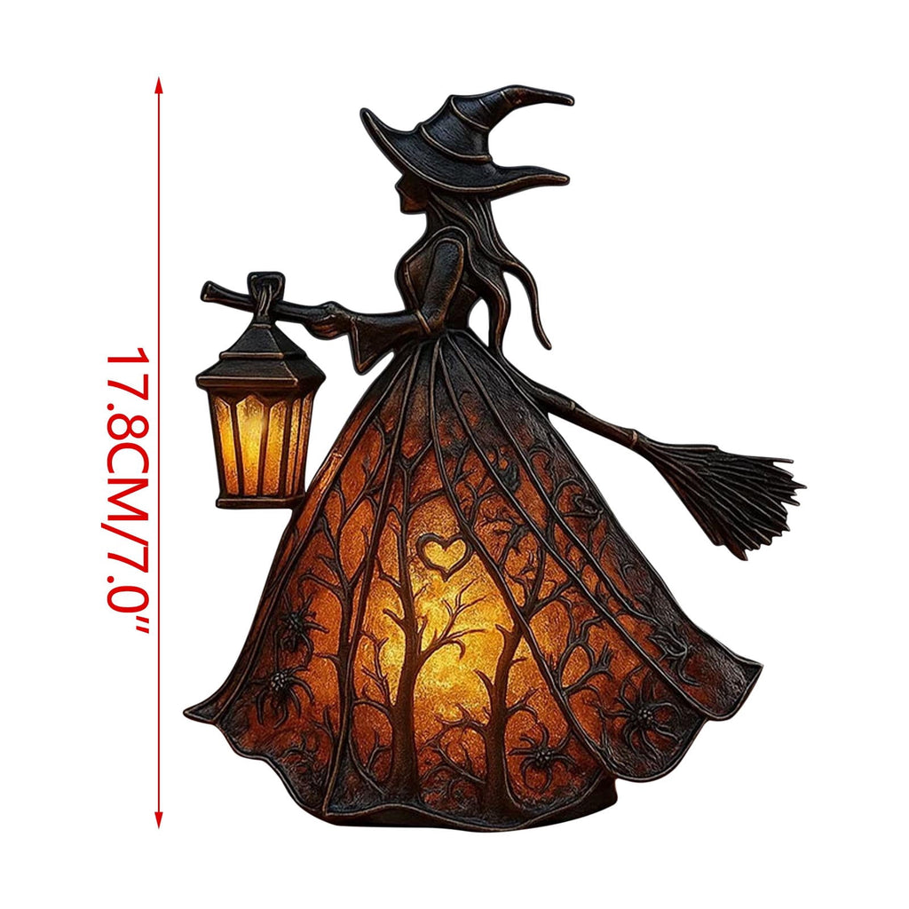 XEOVHV Halloween Witch Lamp, Light Up Witch Figurine, Spooky Table Night Light for Halloween Decoration, Stained Gothic Witches Led Lamp, Holiday Decorations for Bedroom