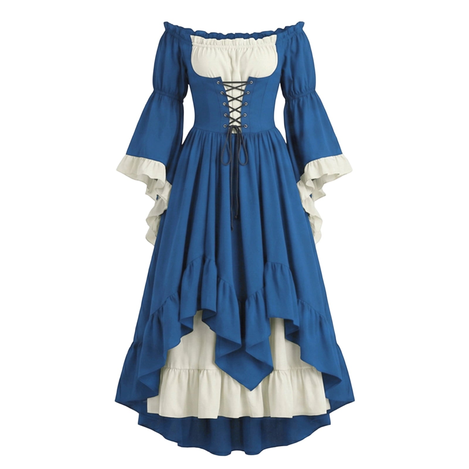Anmrize Full Length Halloween Dress, Renaissance Faire Outfit, Women Medieval Victorian Gown, Off Shoulder Renaissance Dress, Womens's Medieval Renaissance Costume Cosplay Over Dress, White S