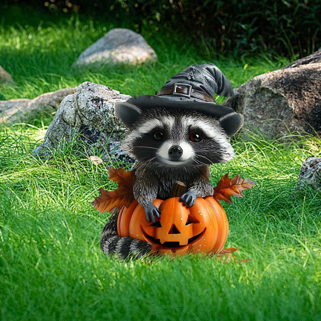 BGZLEU Raccoon Halloween Yard Decorations Stakes, Stacked Pumpkins Halloween Outdoor Decorations, Pumpkin for Halloween Outdoor Lawn Patio Pathway Decor, Halloween Garden Sculpture Ornament