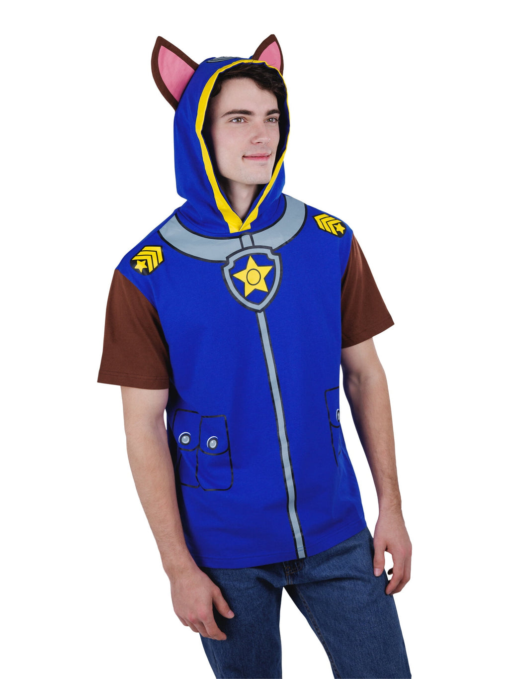 Paw Patrol Little Boys' Cosplay Hooded T-Shirt Chase Royal Blue