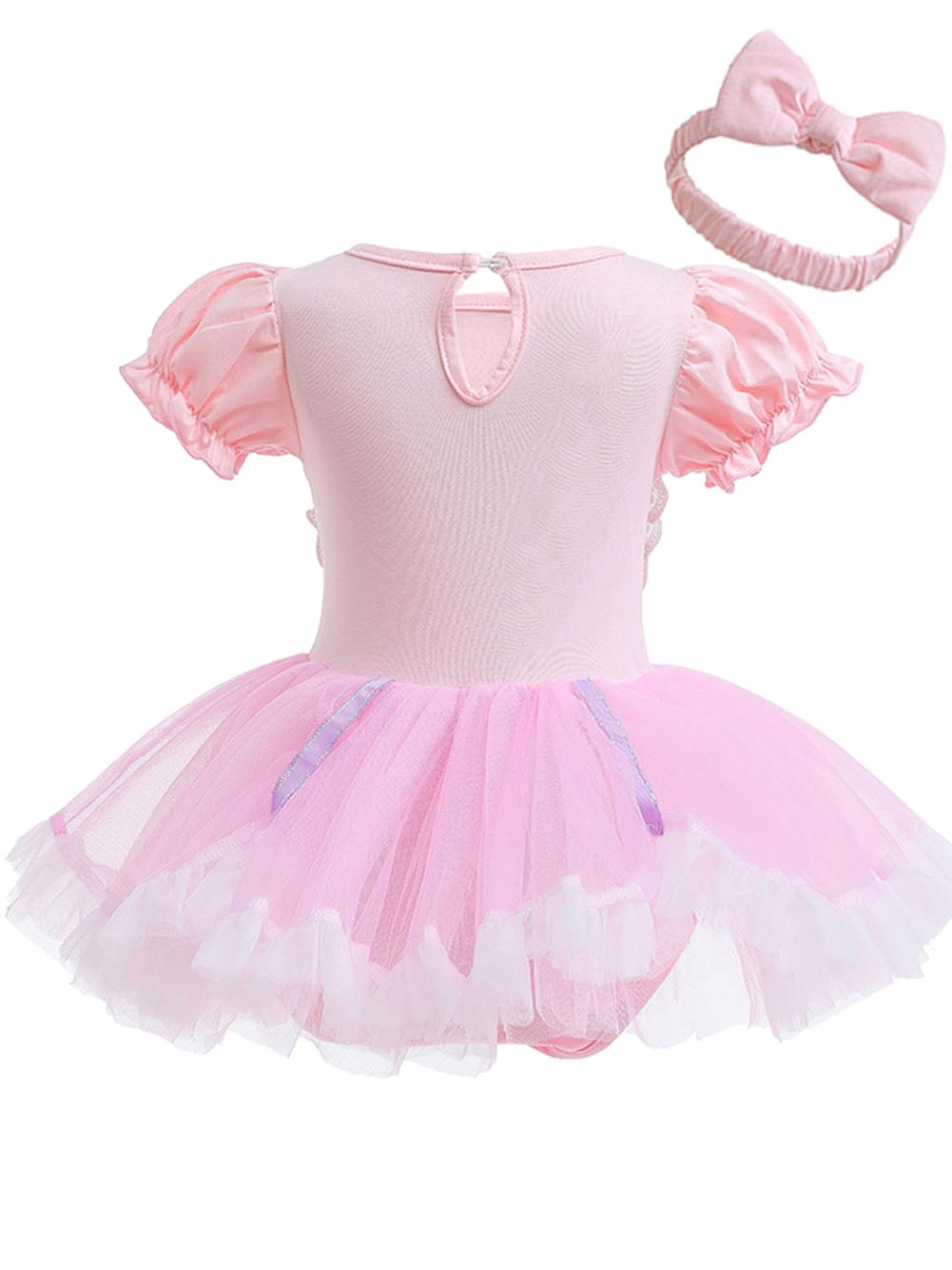 WIBACKER Infant Baby Girls Princess Romper Costume Onesie Fancy Dress Bodysuit with Headband Halloween Birthday Dresses