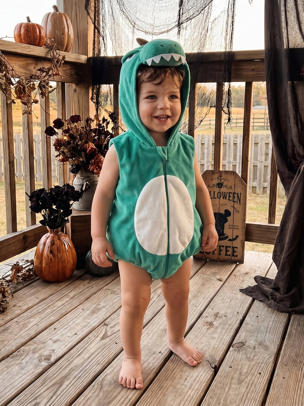 RUINIXCW Newborn Baby Boy Halloween Costume Kids Infant Animal Cosplay Outfit Toddler Fall Winter Clothes Warm Fleece Hooded Sleeveless Romper