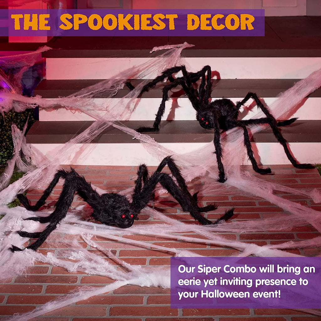 Ayieyill Spider Halloween Decorations Outdoor, 5FT Scary Giant Spider for Halloween Yard Decorations, Haunted House Props, 1pc
