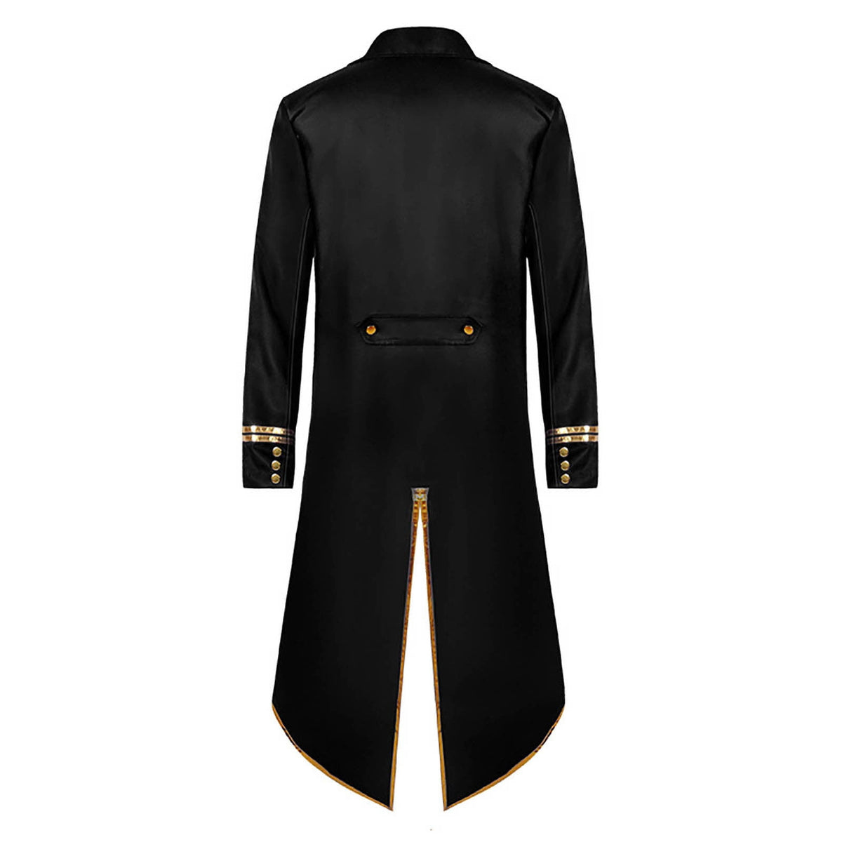 KeShDi Tuxedo Medieval Vintage Steampunk Gold Trimmed Gothic Retro Punk Style Steampunk Tailcoat Renaissance Pirate Warlock Frock Coat Halloween Men Costume Mid Length Tuxedo Costume Red L