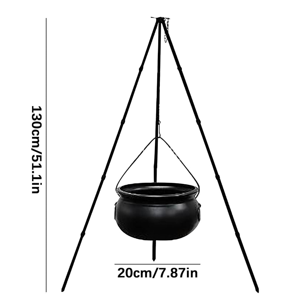 Tepsmf Large Cauldron Halloween Decor On Tripod with Timer Lights - Plastic Cauldron Witch Halloween Decorations for Porch Yard