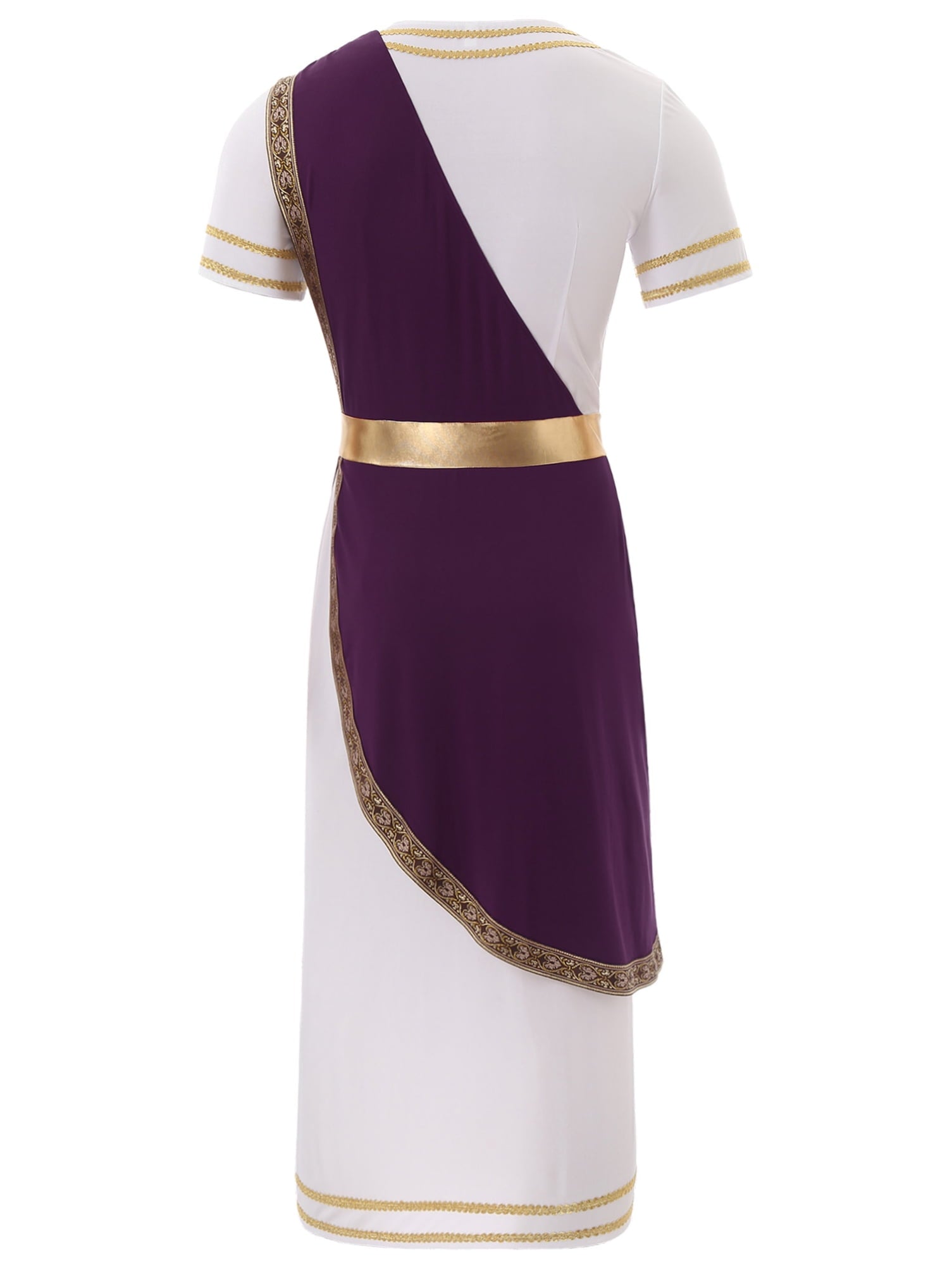 iixpin Mens Halloween Toga Robe Ancient Roman Costume Short Sleeve Greek God Tunic with Belt Yellow 3XL