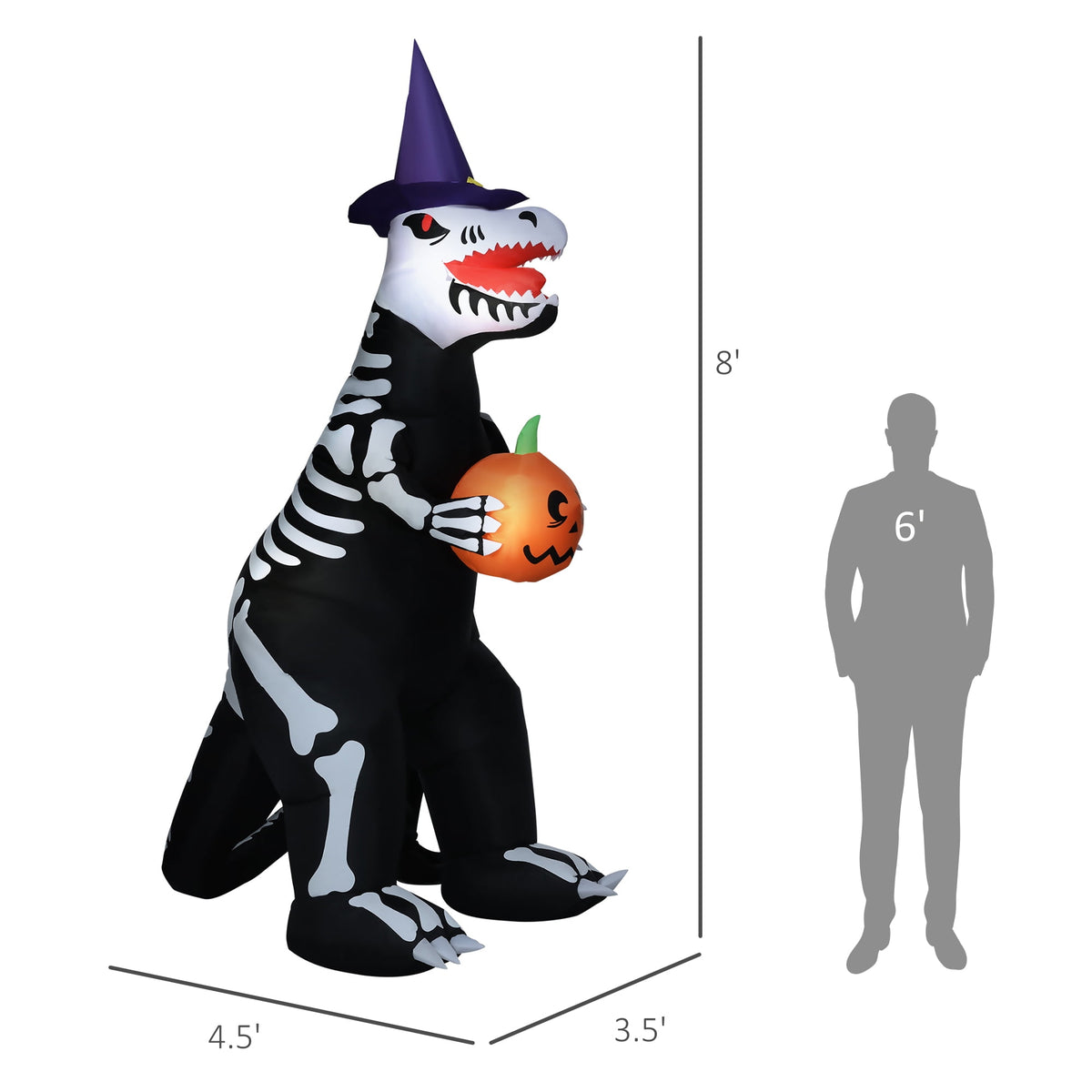 HOMCOM Inflatable Ghost with Pumpkin, Halloween Outdoor LED Lighted Yard Decoration, Waterproof
