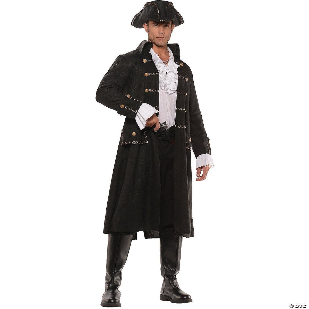 Men's Captain Darkwater Black Pirate Costume Large 42-46