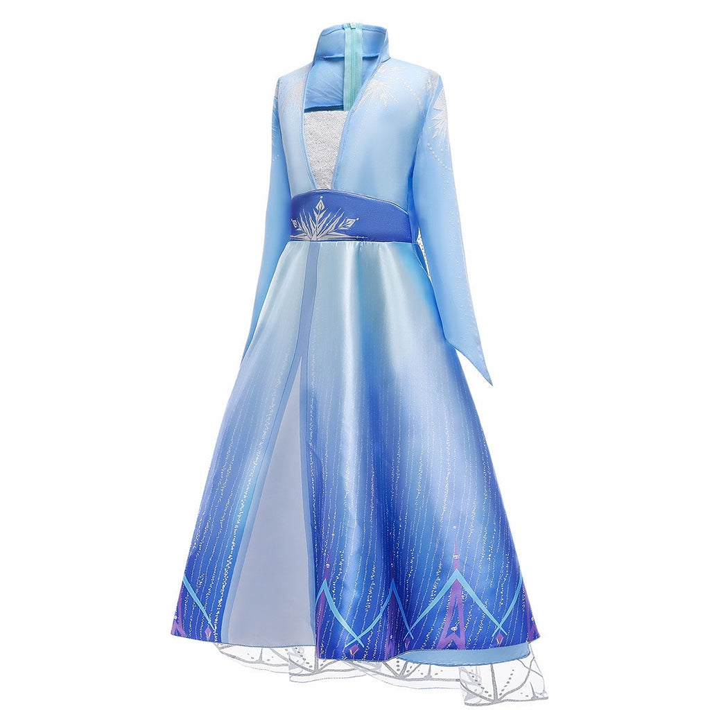HAWEE Princess Dress Costume for Girls Blue Sequined Ball Gown Snow Queen Cosplay Dress