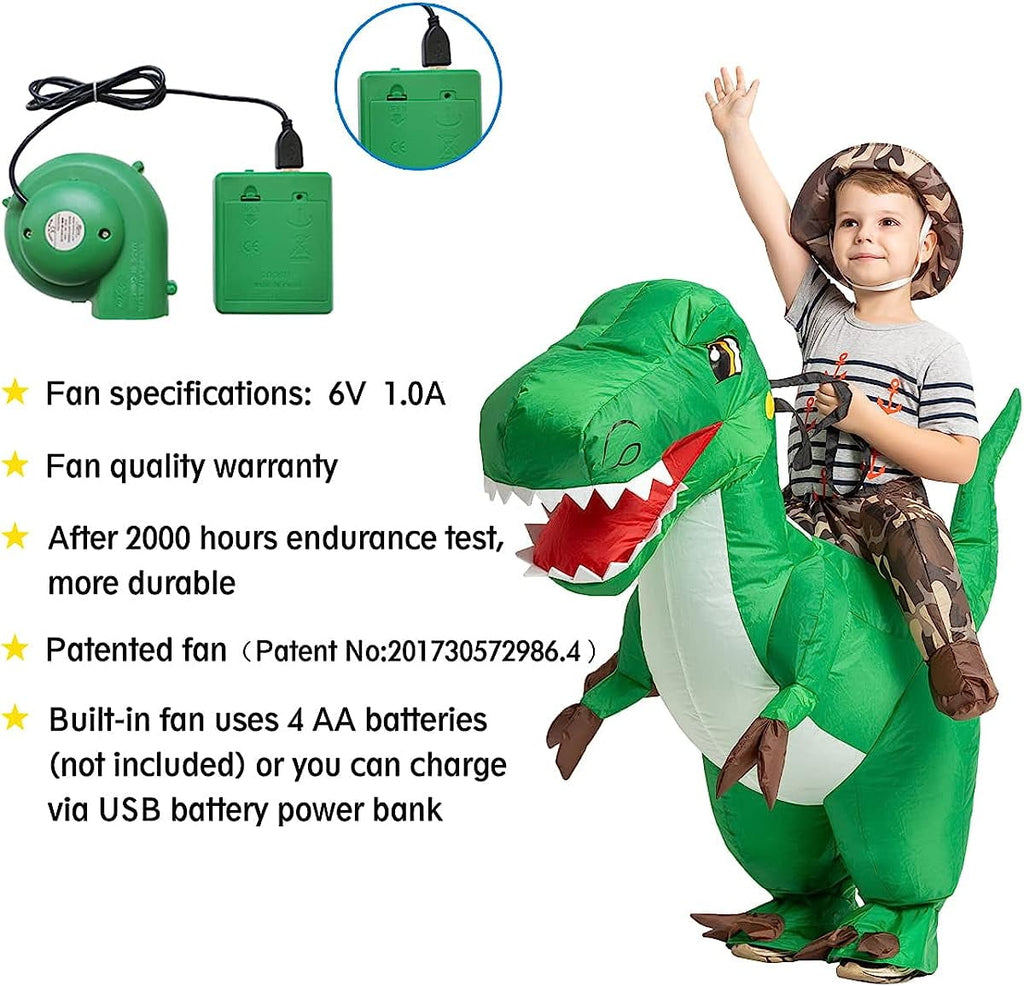 GOOSH 48 inch Inflatable Dinosaur Costume for Kids, Kids Halloween Costume for Unisex Boys Girls, Funny Blow Up Costumes for Halloween Party Cosplay