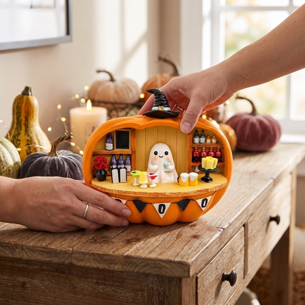 Halloween Spooky Coffee Stand, Ghost Barista Booth Figurine, Spooky Coffee Statue Built with Spooky Little Coffee Stand, Freshly Boo’d Coffee Ghost Fall Decor, Creative Birthday & Holiday Gift