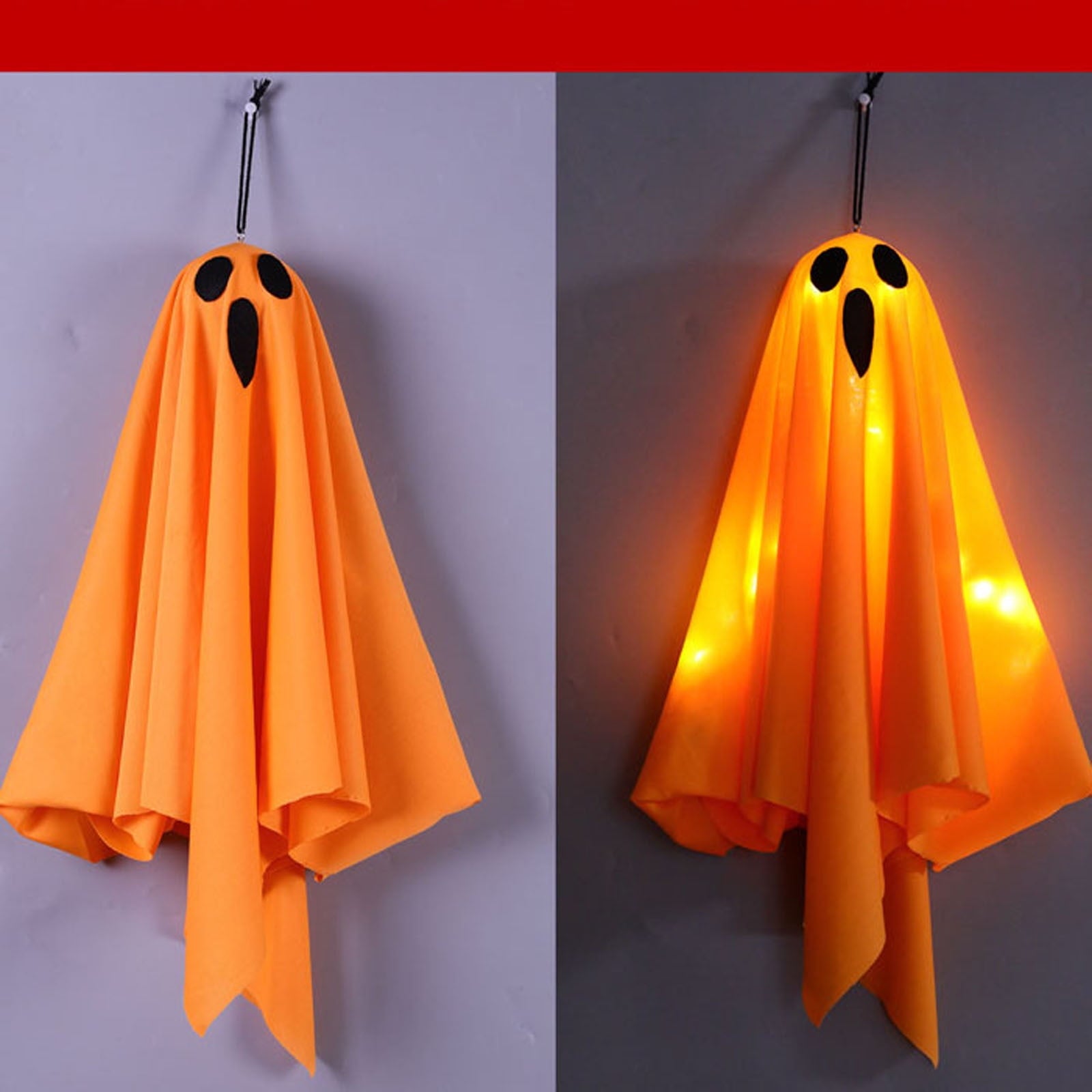 Darzheoy Halloween Decorations 20" Hanging Ghosts Light Up Decor Warm LED Ghost Light Bedroom Wall Indoor Outdoor Fall Party Garden Patio Front Porch Yard Halloween Ghost Decor Gifts