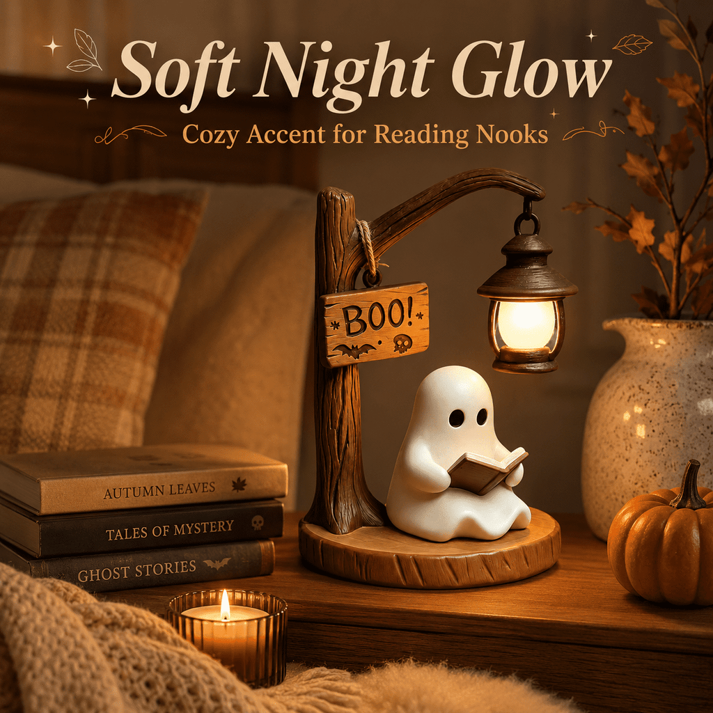 Diceymbol Halloween Decorations and Fall Decor, Halloween Venue Decoration Ghost Props LED Illuminated Ghost Decorations for Tabletop, Mantel, Shelf Indoor Outdoor 9.05 inch