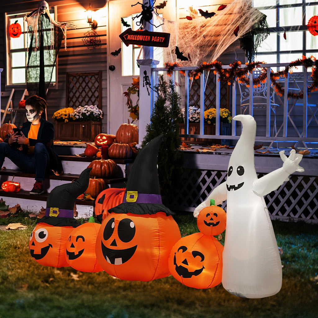 Zimtown 7 FT Halloween Inflatables Pumpkin, Halloween Decoration 7 Blow up Pumpkins w/ Build-in LEDs for Halloween Party