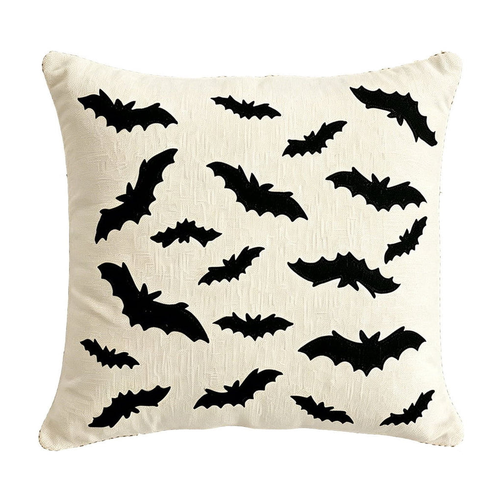 Yeciiwht Halloween Throw Pillow Cover – 18*18inch Embroidered Linen Cushion Case with Ghost, Mummy & Bat Designs, Invisible Zipper, Machine Washable
