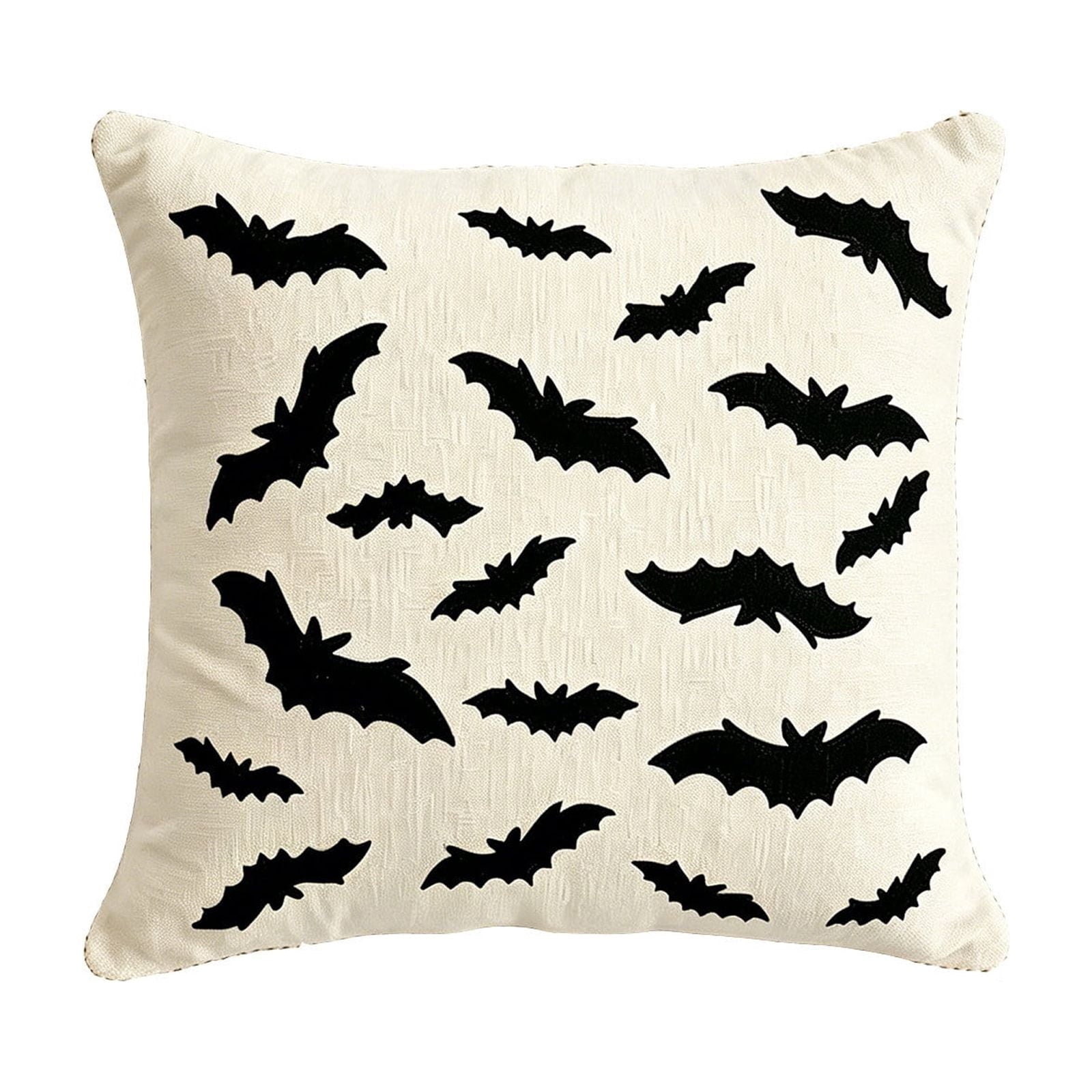 Yeciiwht Halloween Throw Pillow Cover – 18*18inch Embroidered Linen Cushion Case with Ghost, Mummy & Bat Designs, Invisible Zipper, Machine Washable