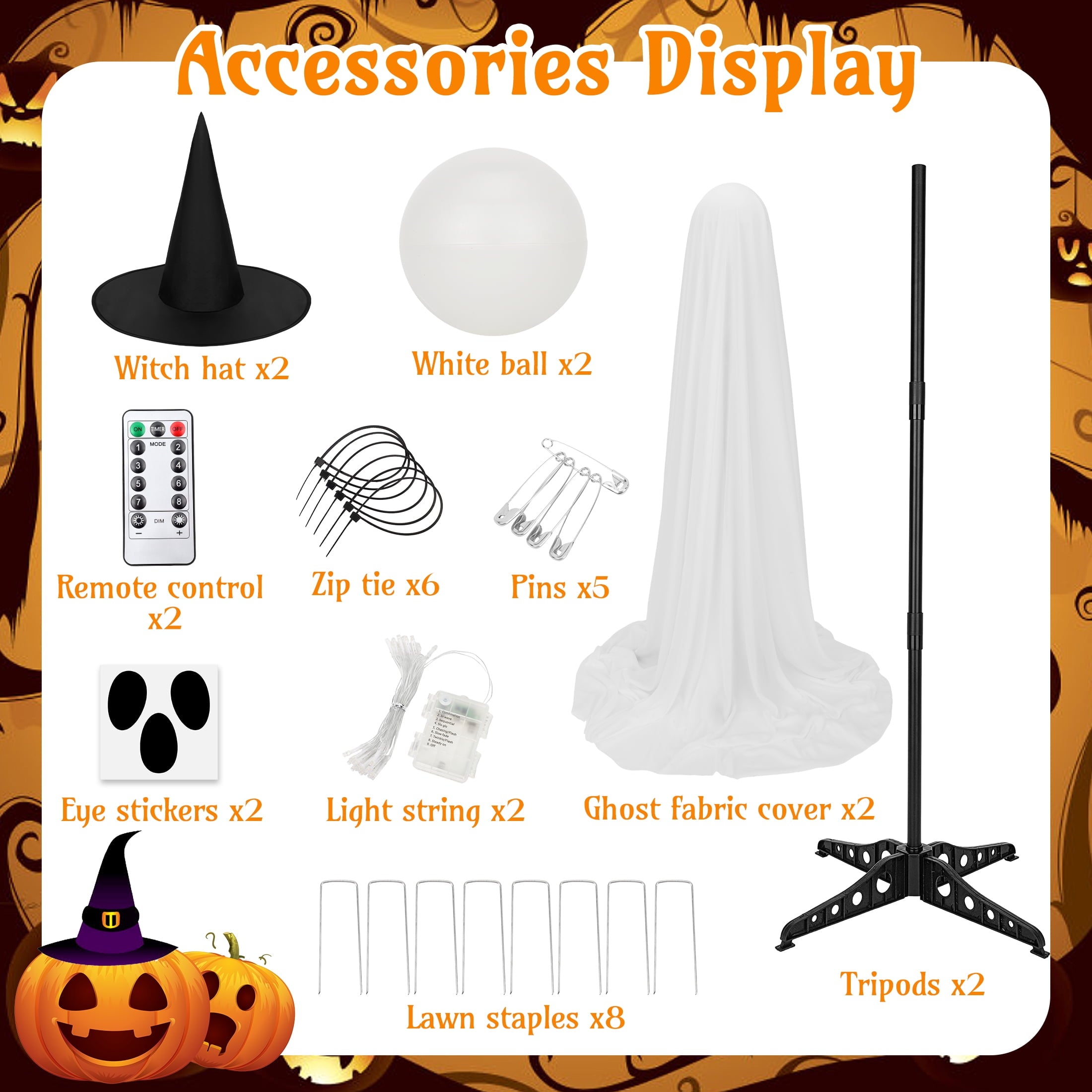 HiberyHom 2 Pack 4.6 FT Halloween Ghost Decor, Early Halloween Decorations, Light Up Ghost for Front Porches Yard Garden, Halloween Decorations Outdoor