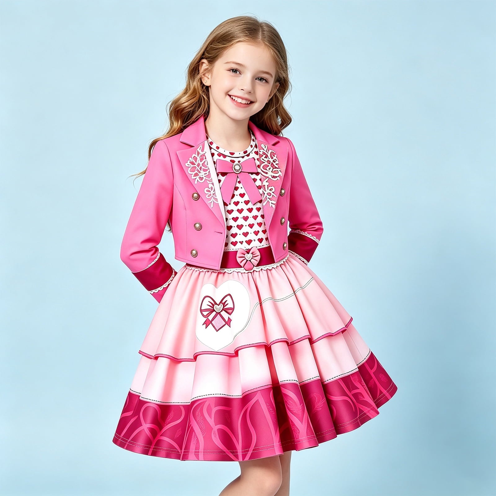 Guvpev G'irls Halloween Princess Costume, Pink Princess Dress Up Outfits with Jacket, K'ids Halloween Cosplay Party Dress Set