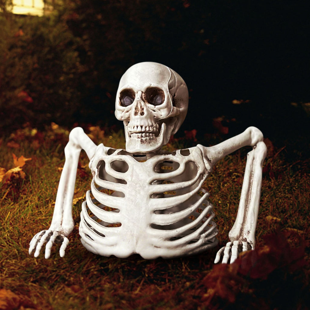 Halloween Decoration Under $10 Tabletop White Plastic Half Skeleton Halloween Prop Decoration