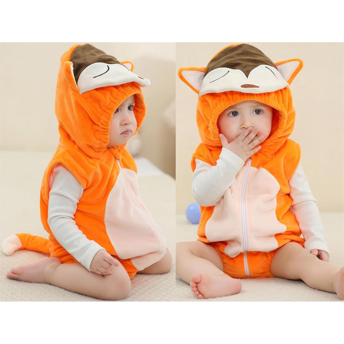 WIBACKER 0-24M Baby Boy Dinosaur Costume for Themed Parties and Halloween, Flannel Hooded Outfit Suit
