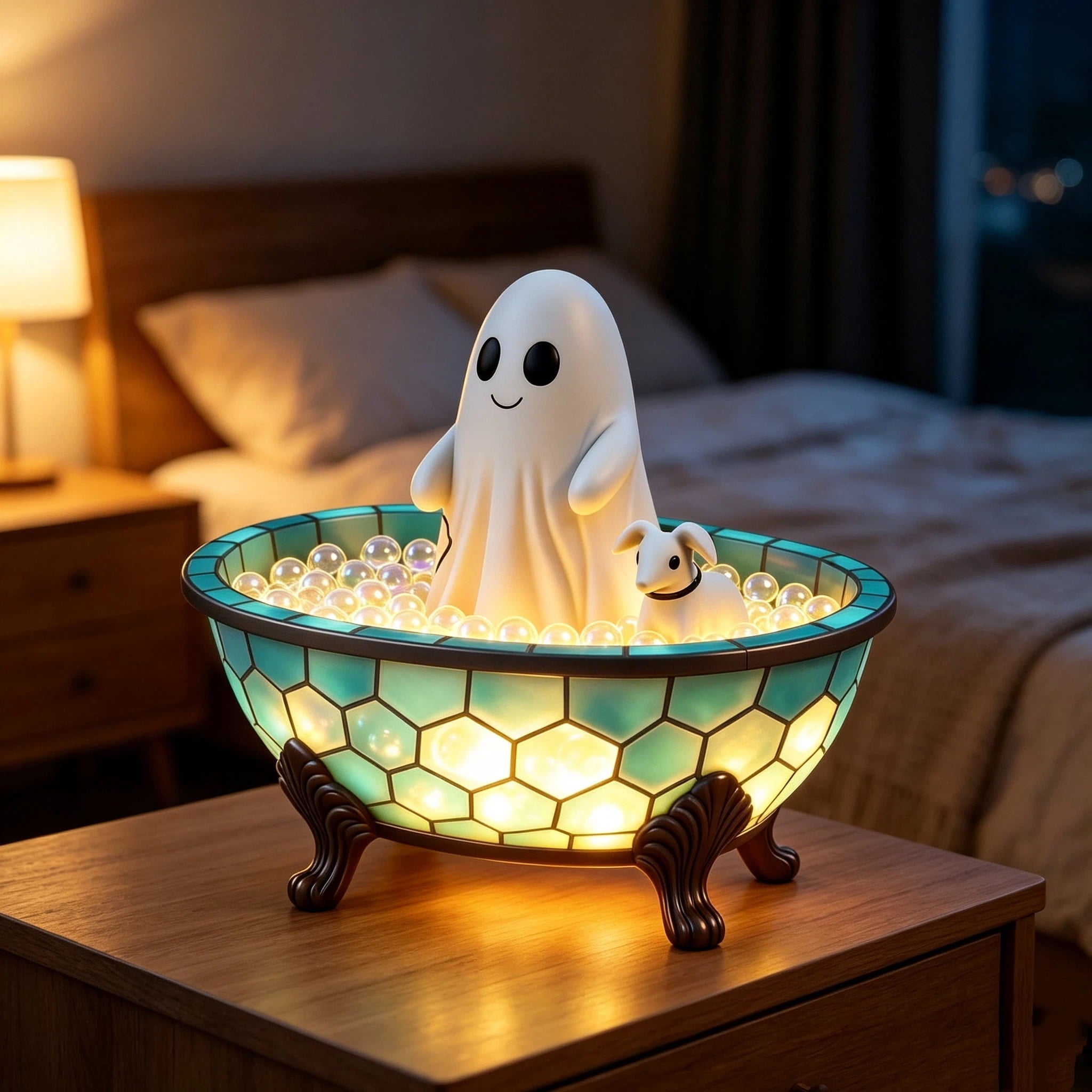 YZEGDCH Halloween 3D Ghost Campfire Flickering Night Light 2 Funny Roasting Marshmallows at Campfire LED Electric Faux Flameless Campfire Nightlight Funny Halloween Decor