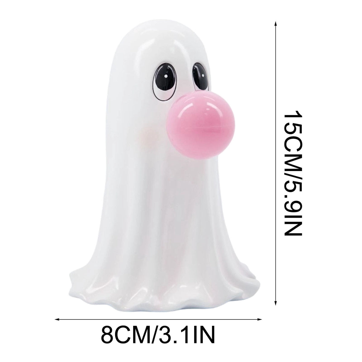 Homellea Light Up Bubble Gum Ghost Halloween Decor, 5.9 Inch Battery Operated Blow Mold Ghost Figurine with Bubble Detail for Tabletop, Mantel, Shelf, Entryway and Indoor Party Display