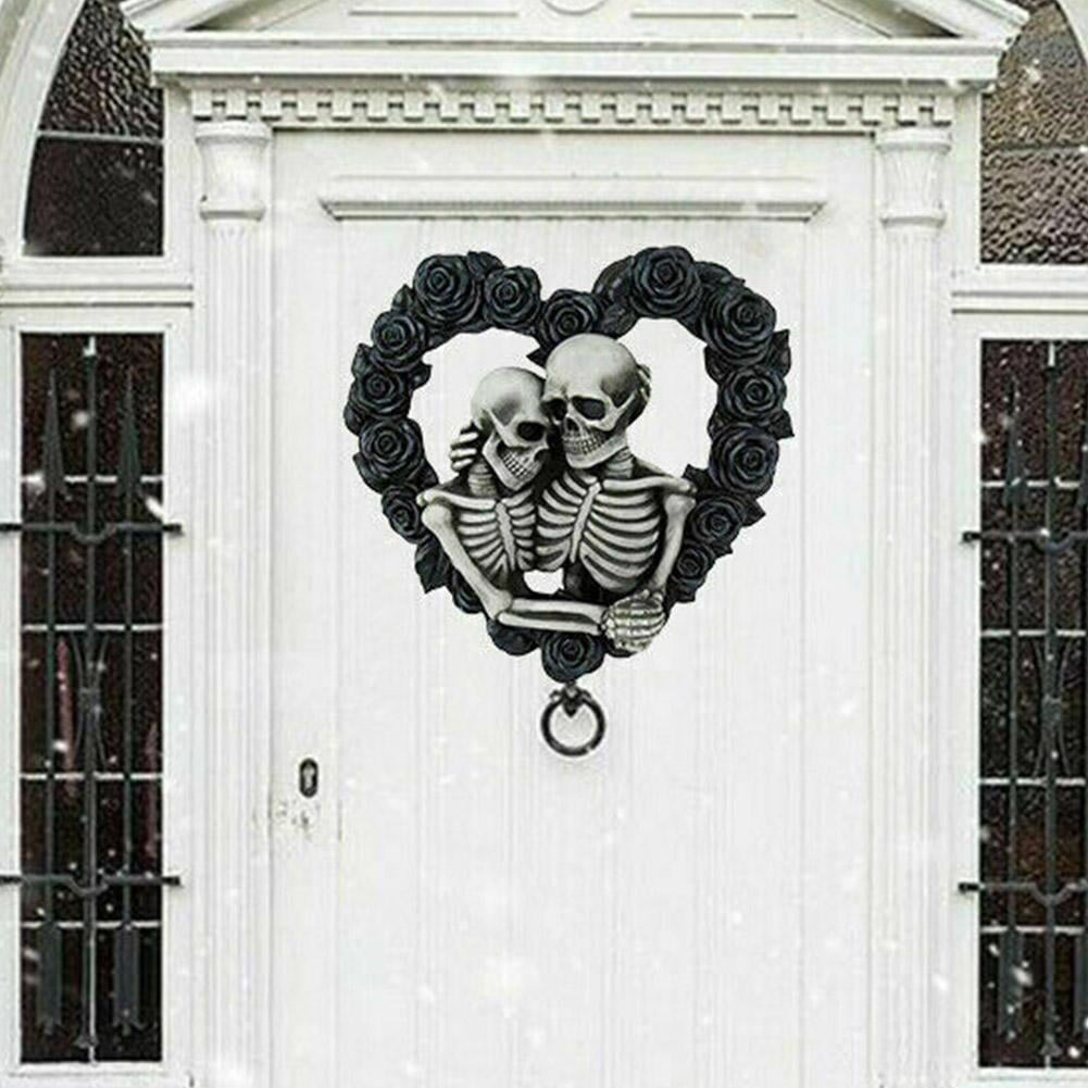 Halloween Gothic Skeleton Wreath House Number Door Skull Wall Decor M0P9