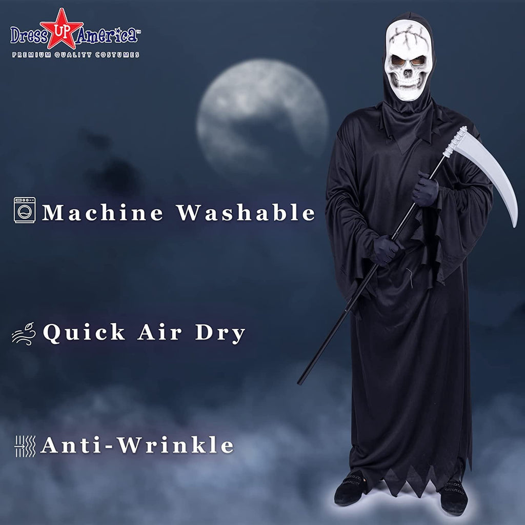 Dress-Up-America Grim Reaper Costume - Halloween Reaper Costume Set for Men - Adults Death Costume