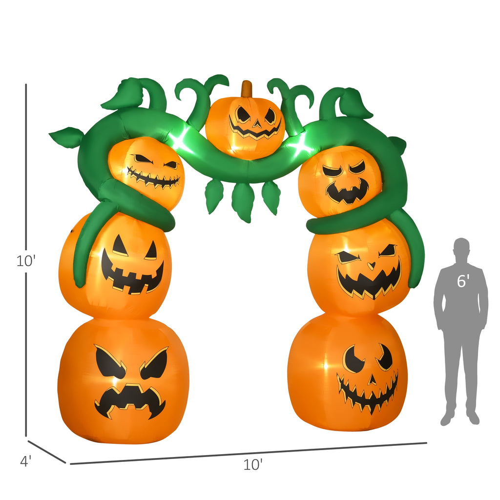 Outsunny 11.8' H Large Halloween Inflatable Archway Ghost Bat Pumpkin Spider, Halloween Decoration with LED Lights for Garden Indoor Outdoor