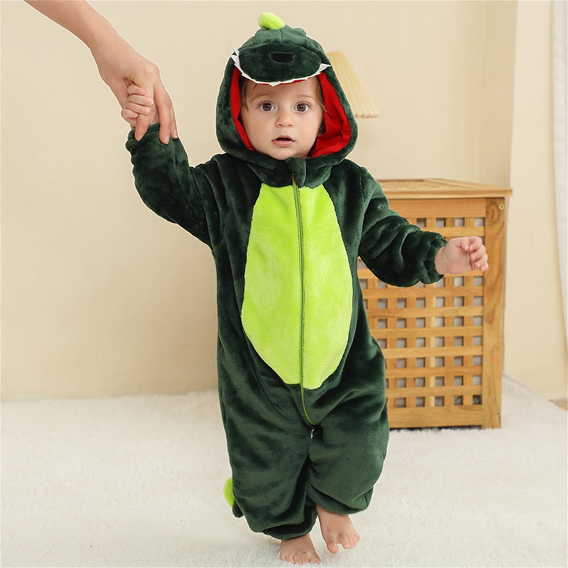 WIBACKER 0-3T Unisex Baby Animal Costume Winter Autumn Flannel Hooded Romper Christmas and Halloween Panda Cosplay Jumpsuit