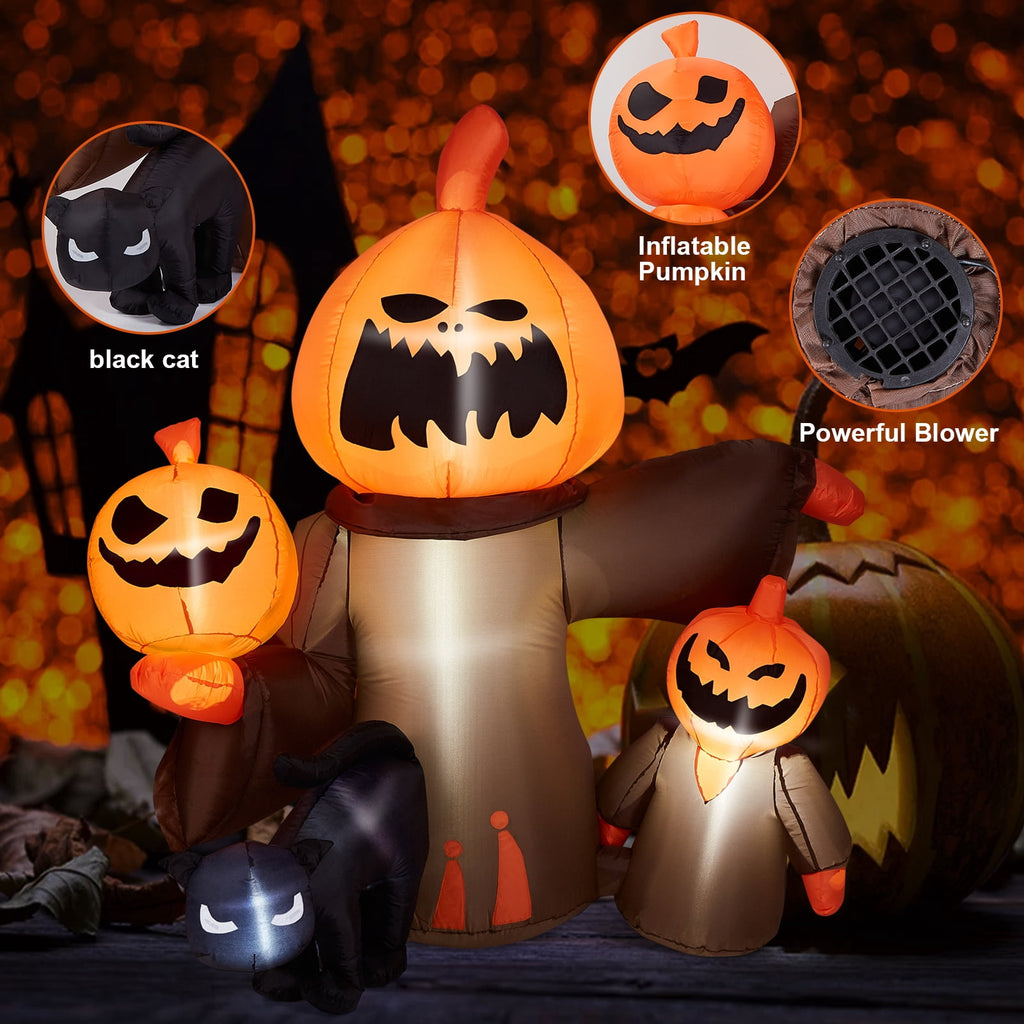 5.7FT Inflatable Halloween Inflatable Crawling Green Ghost with Tombstone Built-in LED Lights Inflatable LED Lights Blow Up Yard Decoration