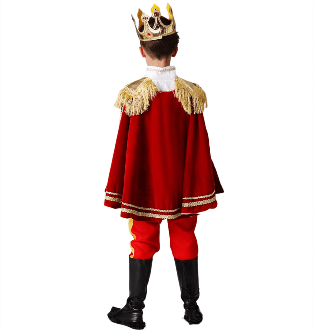CHOYURME CHONYURM Boys Medieval Royal Prince King Costume, Kids Halloween Cosplay Party Outfit with Crown Scepter Cape Full Set
