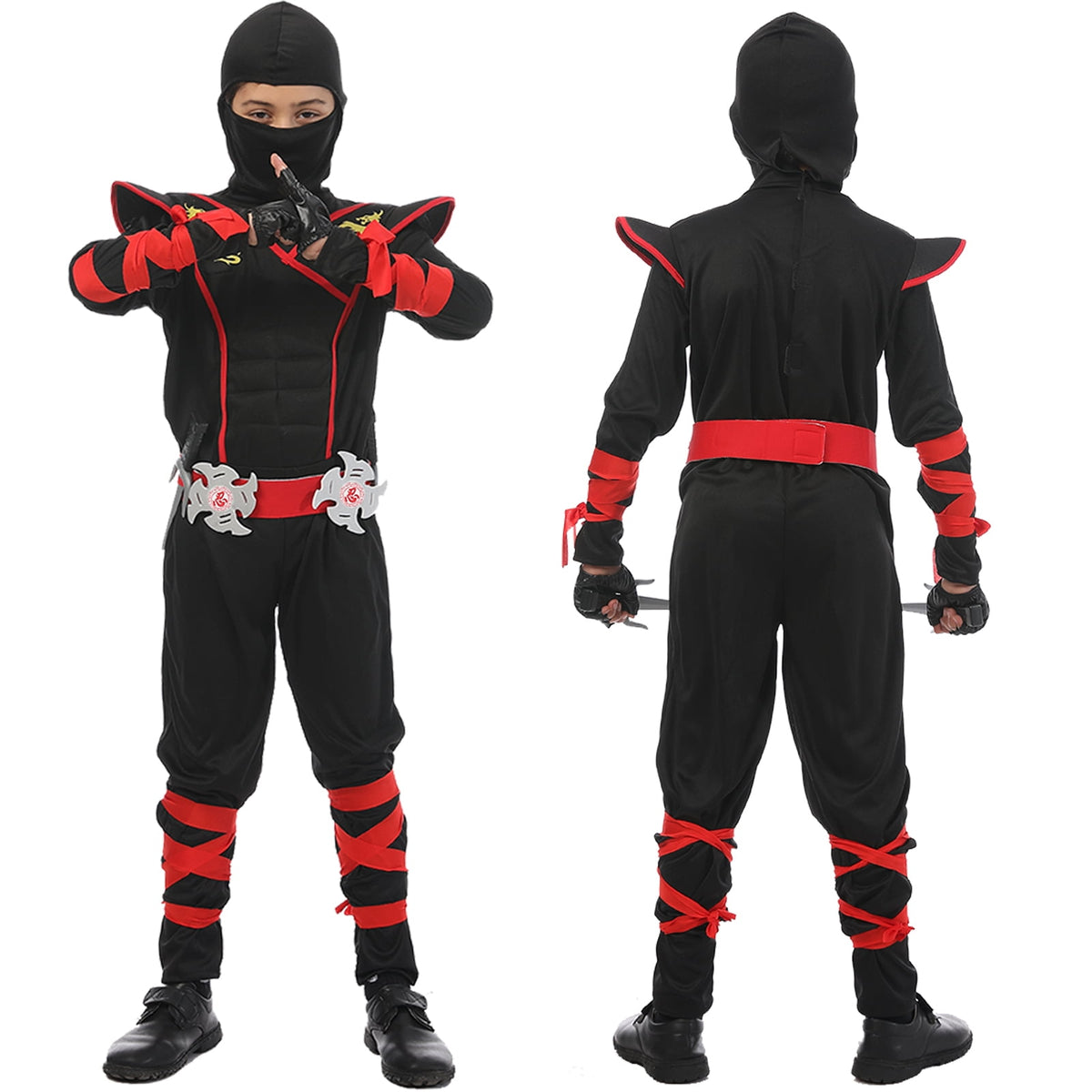 Ninja Costume Kids Ninja Muscle Costumes Boys Ninja Set Accessories Best Children Gift(kids-M-6/7T)