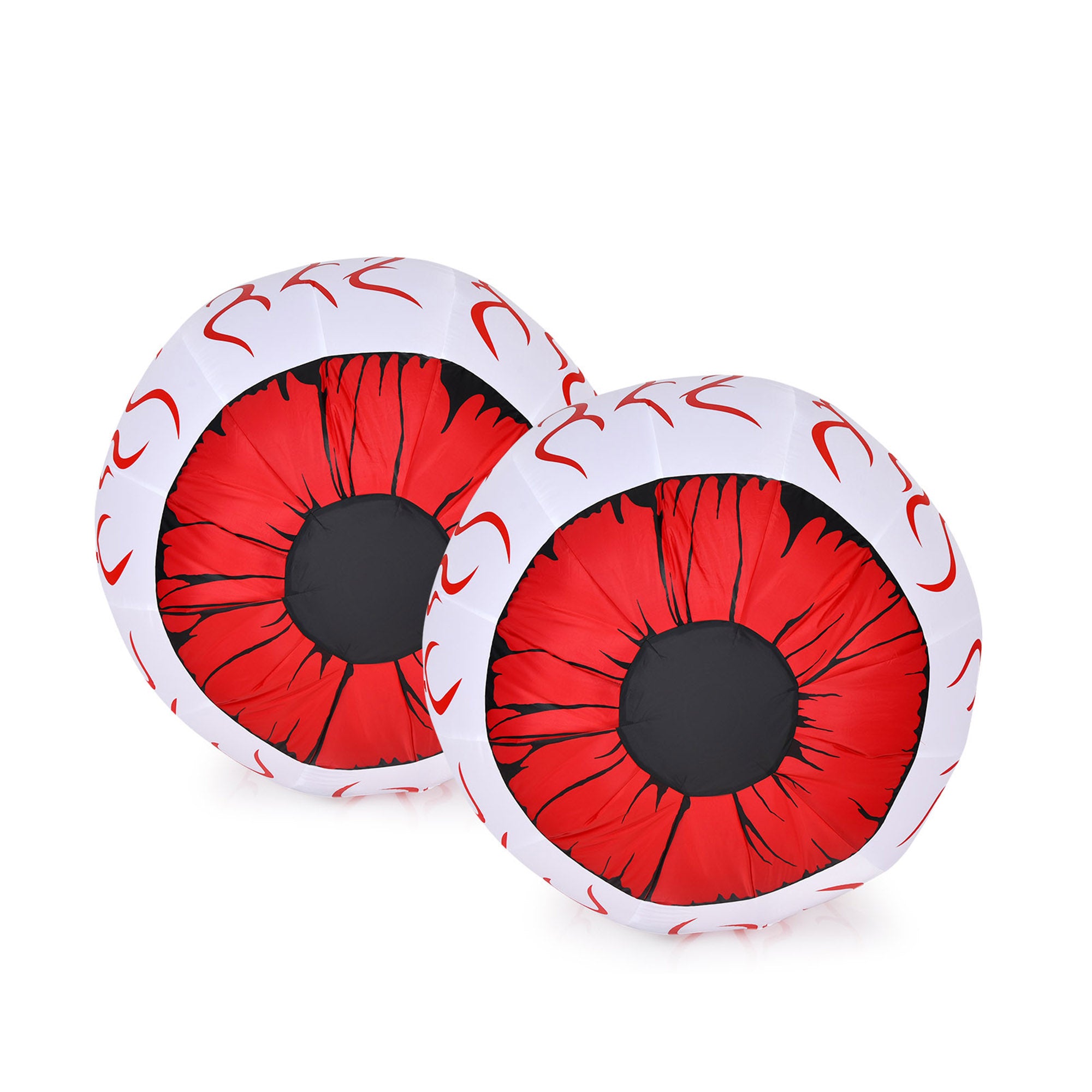 Gymax 2-Pack Inflatable Halloween Eyeballs 3ft Yard Decoration w/ Built-in LED Lights