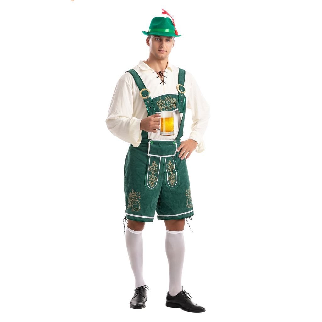 Joyfy Men's German Bavarian Oktoberfest Costume Set, Beer Costume Hat for Adults Halloween Fancy Dress Costumes and Beer Festival