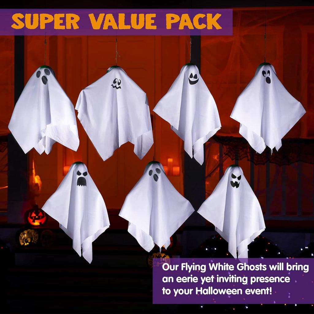 Joyfy 3 Pack Halloween Hanging Ghosts Decorations,27.5" Cute Scary Flying Ghosts Outdoor Hanging Halloween Decorations Yard Decorations