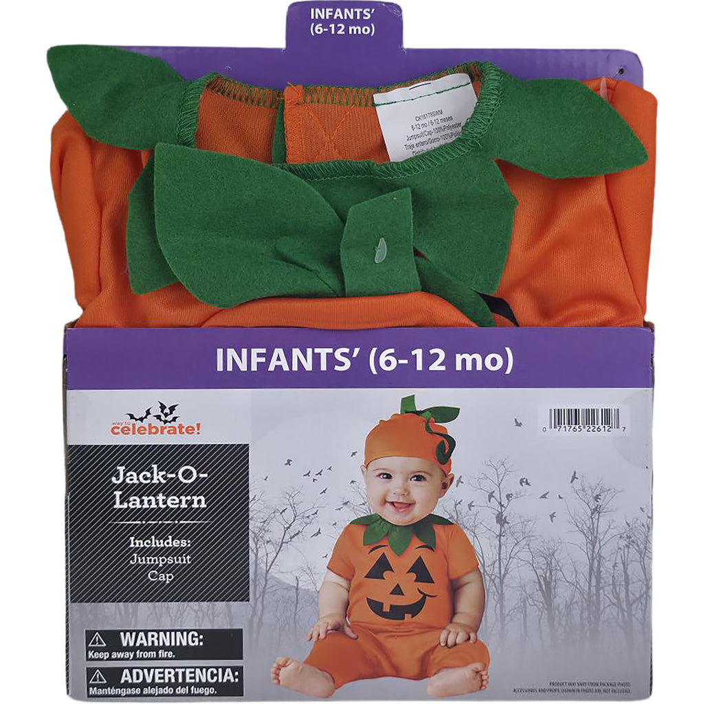 Jack- O Lantern Halloween Costume for Infant, Size 6-12M, by Way to Celebrate