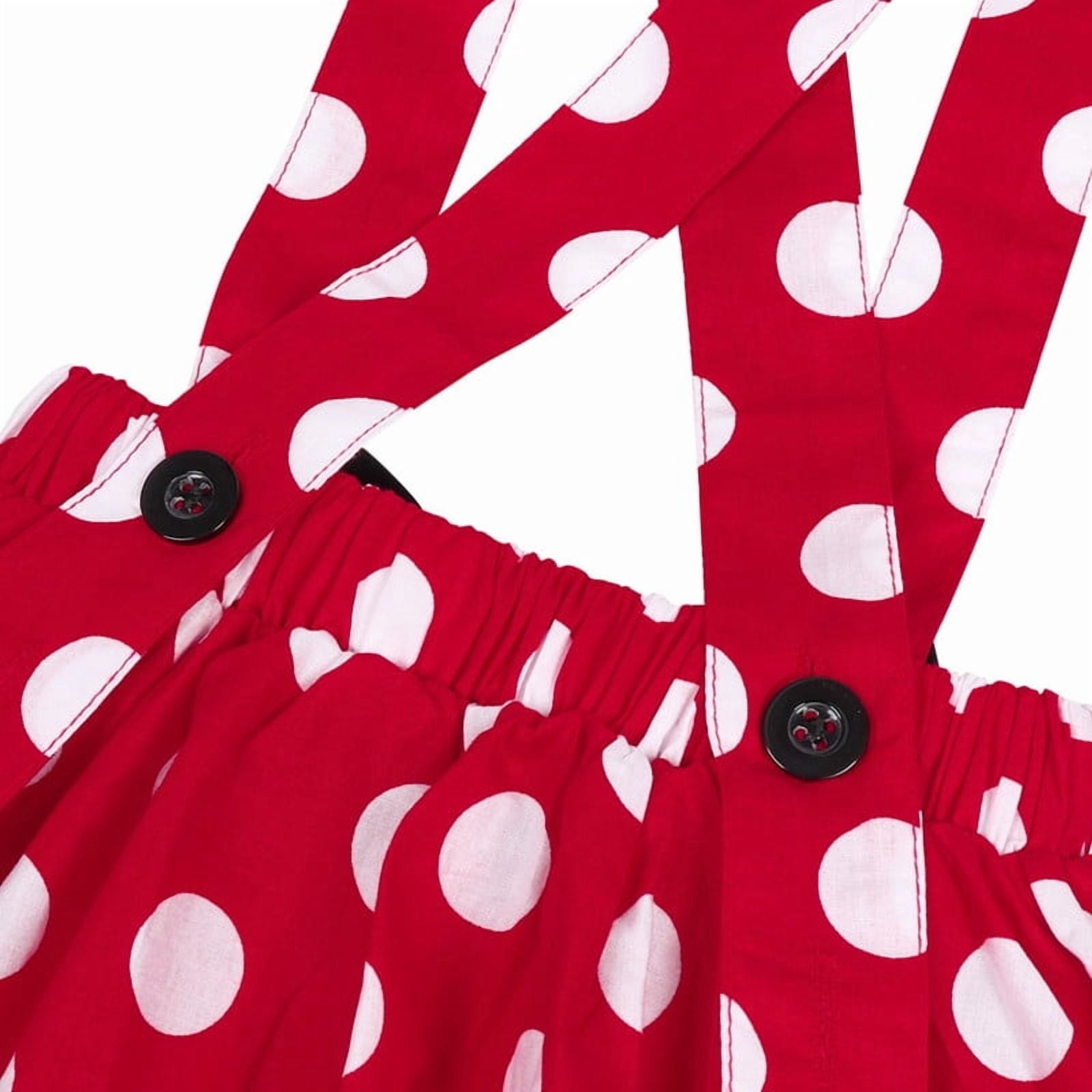 Jurebecia Girls Red Polka Dot Tutu Dress with Bow Headband, Baby Toddler Party Costume for Birthday & Cosplay (110 cm)