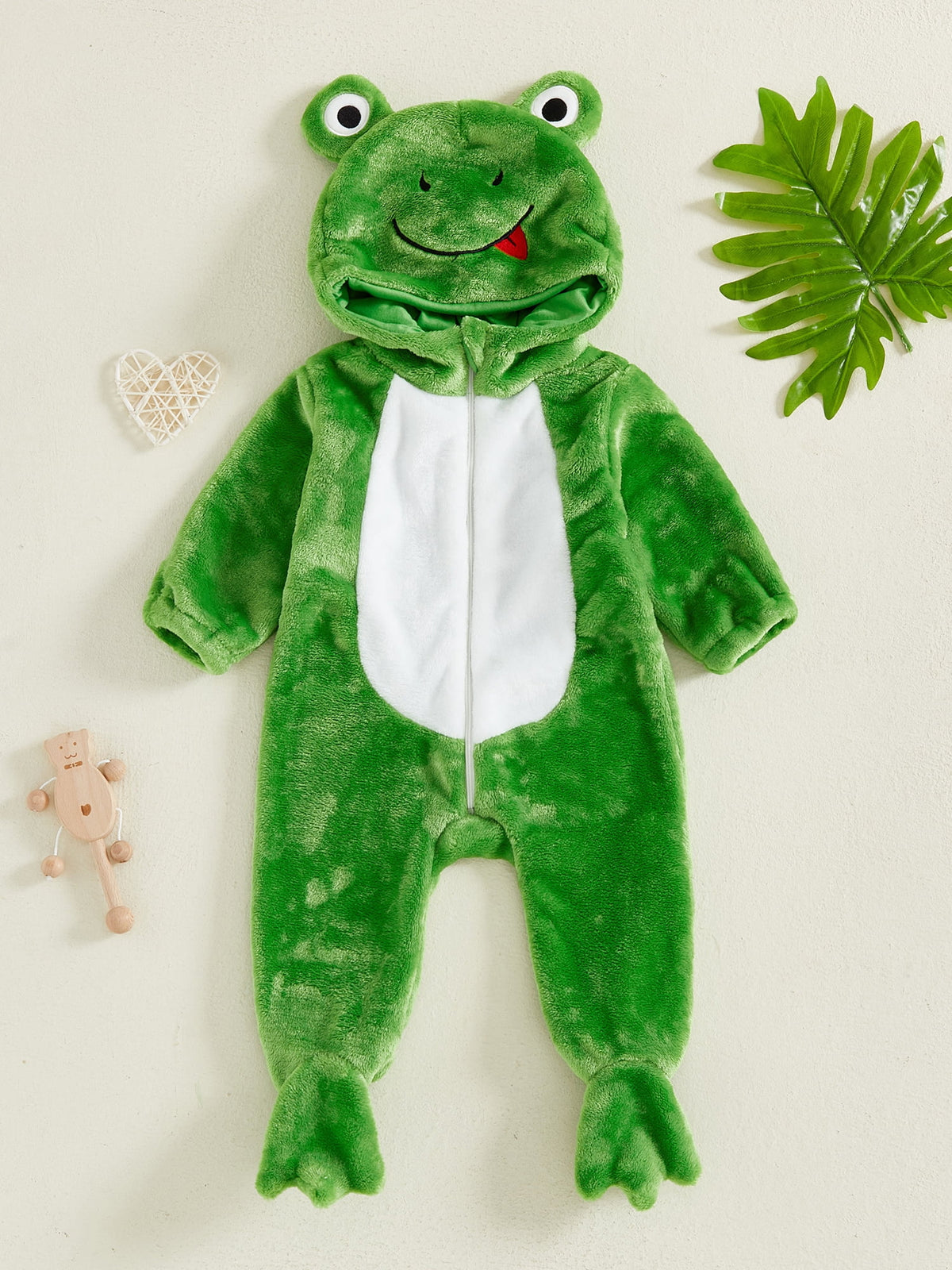 RUINIXCW Kids Toddler Baby Halloween Animal Costume Infant Cute Frog Dog Costume Baby Boy Girl Fall Winter Clothes Warm Flannel Footed Romper Casual Zipper Hooded Footie Jumpsuit