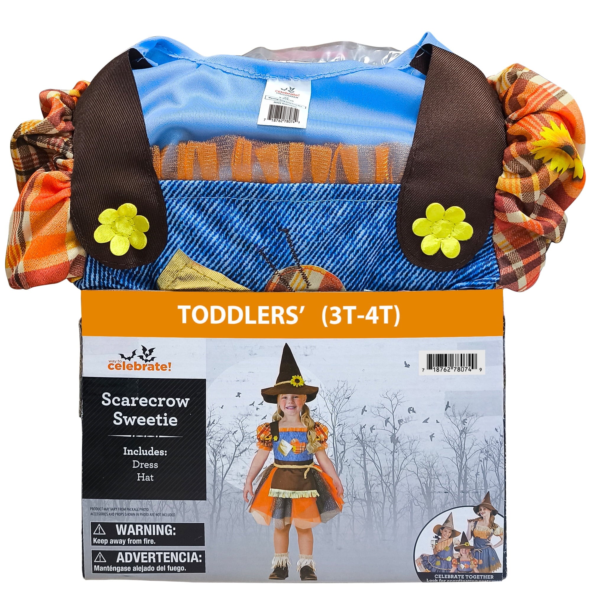 Scarecrow Sweetie Halloween Costume for Toddler, Size 3T-4T, by Way to Celebrate