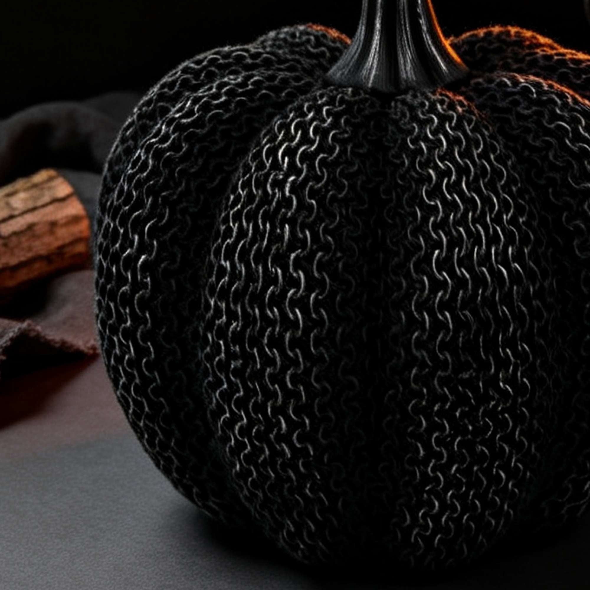 Resin Textured Pumpkin Decoration, Black, 7.75", Halloween by Way To Celebrate
