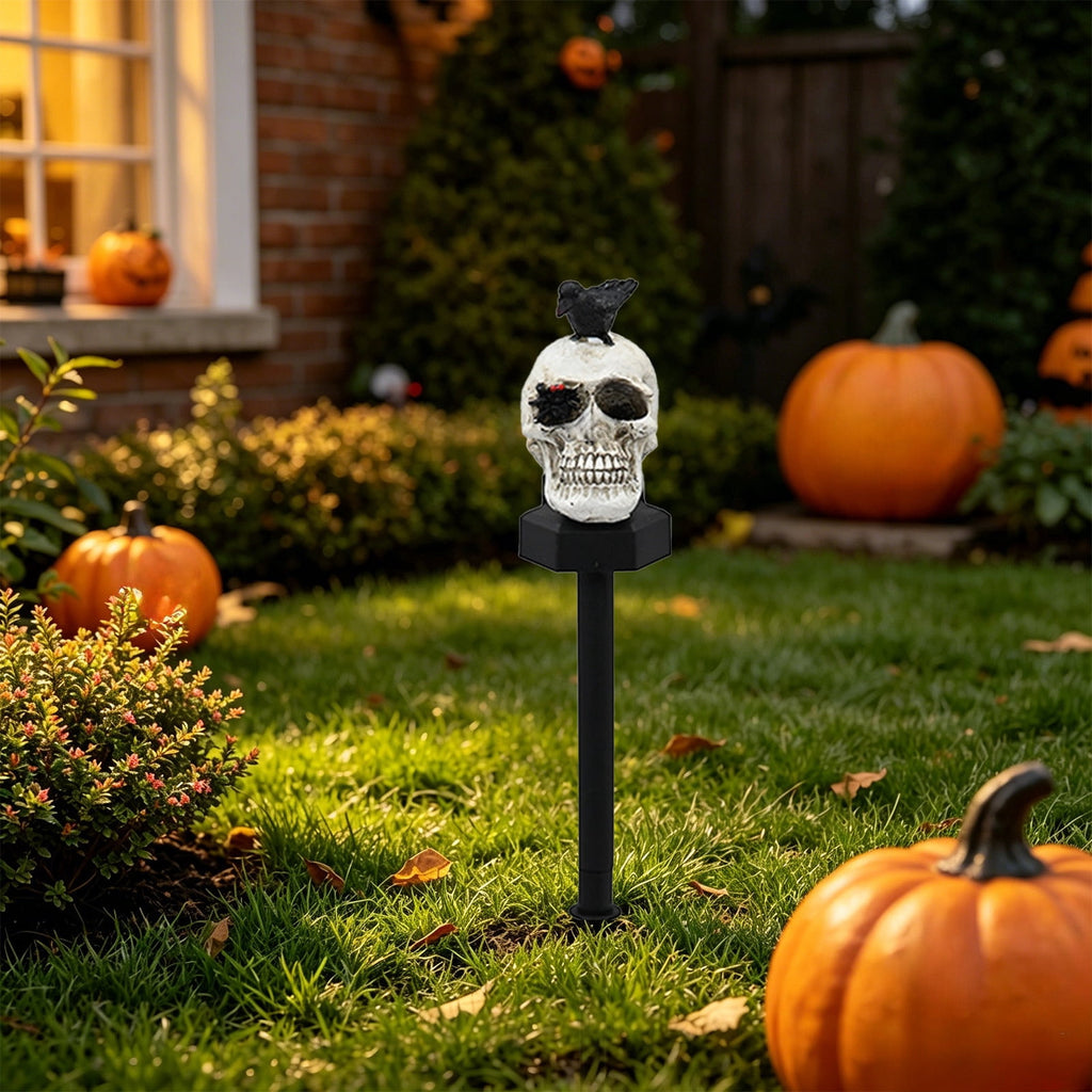 CRAGRSI Solar Halloween Skeleton Stake Lights Outdoor Skull Yard Lights Halloween Skeleton Garden Decor Black Solar Powered Waterproof for Yard, Lawn, Patio, Walkway, Garden, Halloween Outdoor Decor